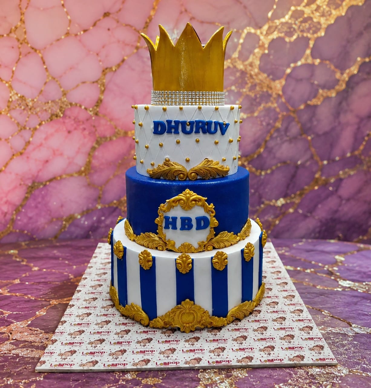 Royal Prince Crown 3-Tier Birthday Cake